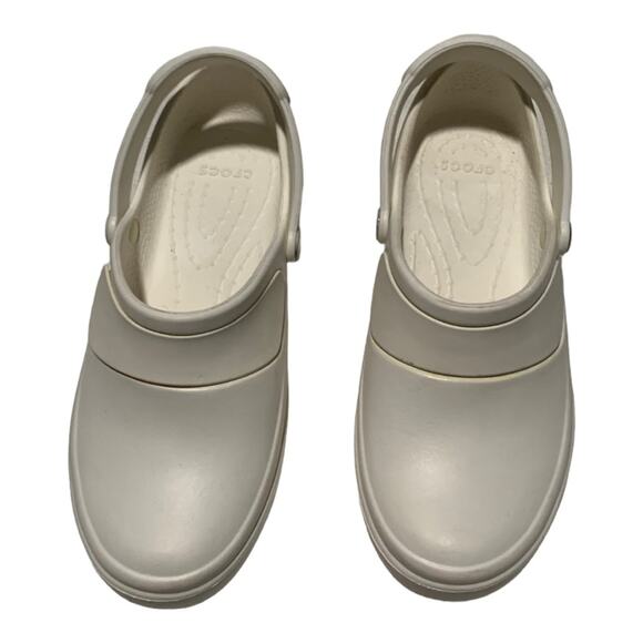 crocs womens 7 mercy white work clogs slip on rubber medical shoes - Picture 2 of 9